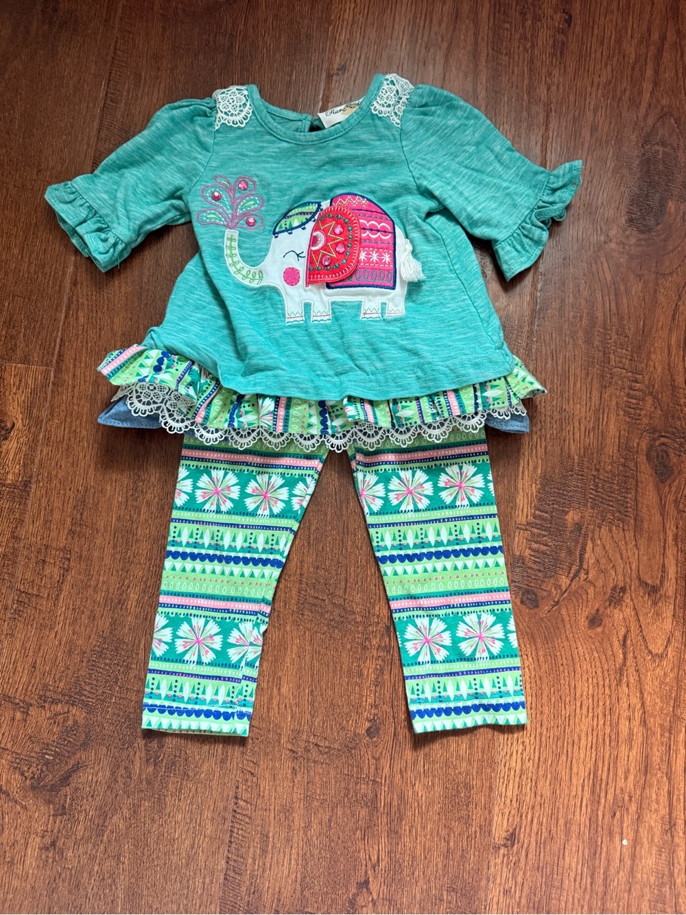 Rare Editions Baby Girl Elephant Tunic Legging Set 12M